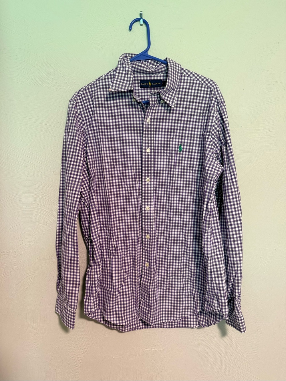 Ralph Lauren Purple and White Gingham Button-Down Shirt